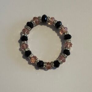 Elegant Black and Pink Beaded Bracelet